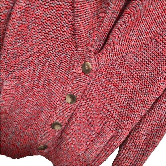 American Eagle Cowl Neck Button Down Cardigan Sweater Red Blue Wool Women’s M - Picture 3 of 7